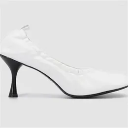 Dress Shoes Pleated For Ladies Square Toes High Heels Sewing Lines Tacones PU Leather Womens Pump Shallow Zapatos Mujer Solid Chassure