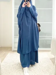 Vestidos 15 cores com capuz mulheres muçulmanas hijab vestido de oração vestuário jilbab abaya longo khimar ramadan vestido abayas saia define roupas islâmicas