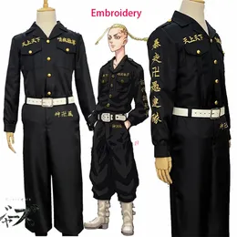 Tokyo Revengers Cosplay Camicia nera Pantaloni Ricamo Uniforme Costume anime Halloween Party Outfit per donna Uomo 240229