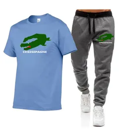 Freizeitsportbekleidung für Herren Sommersportbekleidung zweiteilige T-Shirt-Hose bedruckte Kleidung Herren-Sportbekleidung-Trainingsanzug