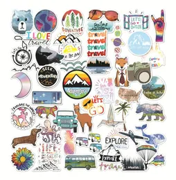 50 Pcs Outdoor Travel Mixed Car Stickers For Skateboard Laptop Pad Bicycle Motorcycle PS4 Phone Luggage Decal Pvc guitar fridge St8295059