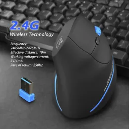 Ratos F35A 6 Botões 2.4GHz Mouse Vertical Sem Fio 2400DPI Ajustável Ratos Ópticos Sem Fio Gamer Mouse para Computador PC Gaming