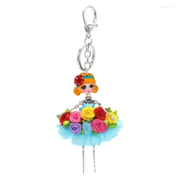 Keychains Fashion 12PCS/lot Colorful Skirt Doll Pendant Key Chains Ethnic Girl Rings For Women Bag Car Accessories A01-C2