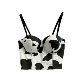 Camis e top con bretelle da donna Tube Streetwear Print Tank Camis e top con bretelle sexy Femme Cow Crop Top Vest Fish Bone Corsetti Top francesi Elegant Cow Camisoles