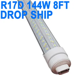 R17D/HO 8FT LED Bulb - Rotate 6500K Daylight 144W, 14500LM, 250W Equivalent F96T12/DW/HO, Clear Cover, T8/T10/T12 Replacement, Dual-End Powered, Ballast Bypass crestech