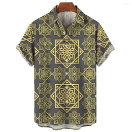 Camisas casuais masculinas muçulmano 3d ramadan impresso havaiano mangas curtas camisa de grandes dimensões moda blusa roupas de alta qualidade