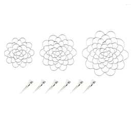 Decorative Plates 4/5/6Inch Iron Art Stainless Steel Flower Arranging Rack Floral Arrangement Tool Vase Stem Stand With Fixing Clips 3Pack