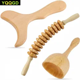 Strumenti per massaggio in legno rilassante Rullo per massaggio anticellulite Strumenti Gua Sha in legno Tazza per massaggio portatile in legno per il drenaggio linfatico