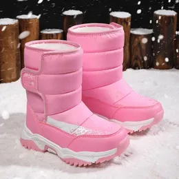 722 Walking Shoes Boy's Girl's Winter Warm Foding Non-Slip Leather Snow Ankle Flat Waterproof Outdoor Hållbara plyschstövlar för barn 43115