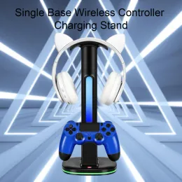 يقف وحدة تحكم الشحن مع سماعات الرأس رف تخزين RGB ملون مصباح مقبض قابل للفصل حامل سماعة رأس ل PS4
