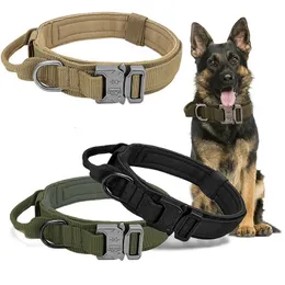 Collare per cani tattico in nylon militare regolabile durevole pastore tedesco per forniture per animali domestici di addestramento per passeggiate all'aperto di medie e grandi dimensioni 240226