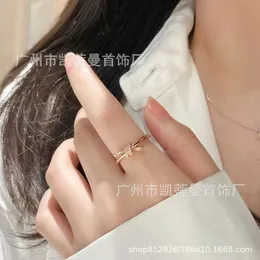 Hot sales Knot Ring Solid Silver 18k Rose Gold Light Luxury Fashion Versatile High end Design Twisted Rope