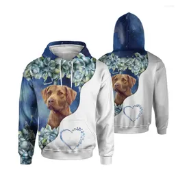 Herrtröjor hx grafiska blommor män labrador 3d tryckt kläder tryck avslappnad hoodie unisex harajuku tröjor