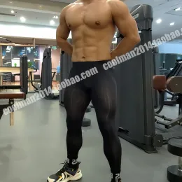 Pantaloni della tuta ultra sottili trasparenti da uomo sexy Leggings Pantaloni sportivi attillati in seta di ghiaccio fresco Biancheria intima taglie forti