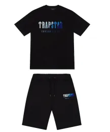мужская футболка Trapstar дизайнерская футболка с круглым вырезом с коротким рукавом и принтом спортивный костюм из синели черный хлопок Лондон уличная одежда S-2XL