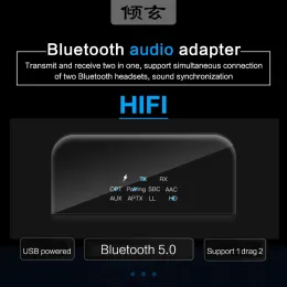 Динамики Bluetooth 5.0, передатчик-приемник, 3,5 мм, SPDIF audio aptx для динамиков телевизора 1–2, беспроводной адаптер для наушников с питанием от USB