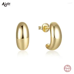 Stud Earrings Aide 925 Sterling Silver C-shaped Glossy Metallic For Women 18k Gold Simple Earring Wedding Party Gift