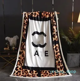 Designer Thickened Blanket Lamb PlushLetter Logo Leopard Flannel Sofa Cover Blanket Travel Leisure Blanket Air Conditioning