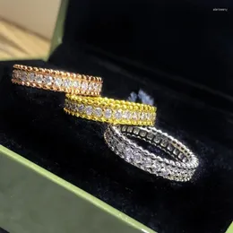 Cluster anéis marca de luxo 925 prata esterlina incrustada zircão contas geométricas para mulheres gilrs alta qualidade moda jóias finas