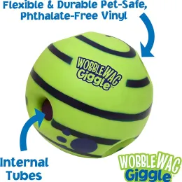 Giocattoli Wobble Wag Giggle Glow Ball Giocattolo interattivo per cani Divertenti risatine Suoni quando rotolano o scosso Gli animali sanno meglio come visto in TV