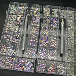 1 Box Nail Art Set 3D Charms Schmuck Edelstein Legierung Luxus Kristall Dekoration Diamant Teile Zubehör 240219