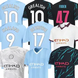 2023 2024 Man Citys Soccer Jerseys för man och barn med Haaland Mahrez Grealish de Bruyne och Foden fotbollsskjorta