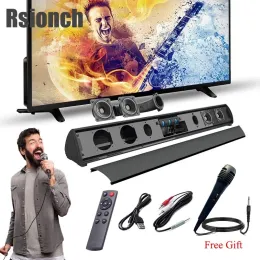 Soundbar microfone de cinema em casa barra de som ktv sem fio karaoke eq tv alto-falante soundbar microfone presente gratuito