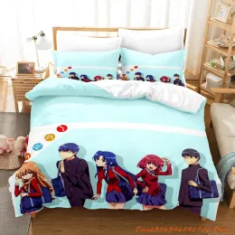 Set nya Toradora sängkläder set tecknad anime Threepiece Set vuxen barn sovrum duvetcover sets 3d kawaii flickor roupa de cama casal