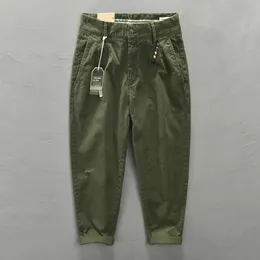 HIQOR Frühling Herbst Männer Reine Baumwolle Männer Cargo Hosen Koreanischen Stil Männlichen Casual Lose Gürtel Mittlere Taille Mann Hosen Plus größe 38 240226