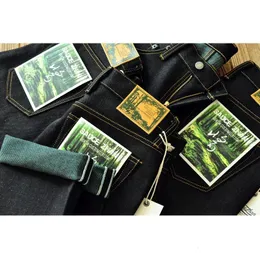 Saucezhan EX315XX-Forest Jeans para homens Selvedge Raw Denim Jeans Mens Jeans Vintage Jeans Men Double Coloring Taper Fit 20,5 OZ 240226