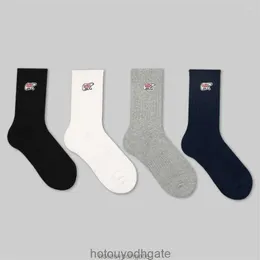 Mens Socks 3 Pair/Lot Embroidery High Street Crew Cotton Thick Towel Bottom Tube Sports Solid Color