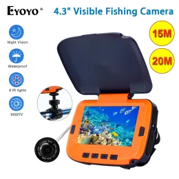 Finders EYOYO 15M/20M 1000TVL Fischfinder Unterwasser-Eisfischen-Kamera 4,3-Zoll-LCD-Monitor 8PCS LED-Nachtsichtkamera für Eisfischen