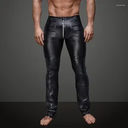 Kvinnors trosor män sexig våtlook faux läder underkläder exotiska byxor pu latex catsuit blixtlås gren pvc klubbkläder gay fetisch leggings zentai
