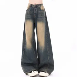 Klassische Vintage Baggy Jeans für Frauen Herbst Winter Gerade Breite Bein Casual Hosen Frau Y2K Streetwear Lose Sitz Jeans 240219