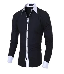 Camisa masculina preto branco 2017 masculino camisas de manga longa casual sólido multibotão hit cor magro ajuste vestido camisas m2xl1482065