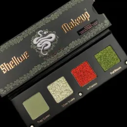 Shadow Shellwe Makeup Liana Palette Multichrome Duochrome Pressed Eyeshadow Matte Green Glitter Silver Shimmer Green