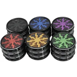 The latest smoking 63X45MM size multiple styles and colors four-layer aluminum alloy material lightning style smoke grinder Support customized
