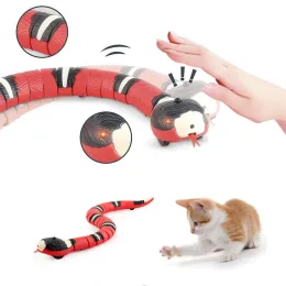 Steuerung von Pet Cat Toys Interactive Smart Sensing Snake Teasetoys Automatische Erkennung intelligenter Hindernis Vermeidung Innentum spielen Katzenversorgungen