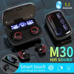 Headphones New M30 TWS Bluetooth 5.3 Headphones LED Display Wireless Earphones With Microphone 9D Stereo Sports Waterproof Earbuds Headsets