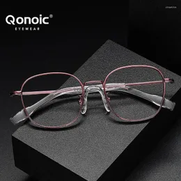 サングラスQonoic Pure Titanium Glasses Frame Unisex Ultra-Thin Squar