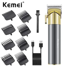 Trimmers Kemei Professional Men Clippers простой дизайн парикмахерской электрический беспроводной трендимерный комплект стрижки со светодиодными подарками