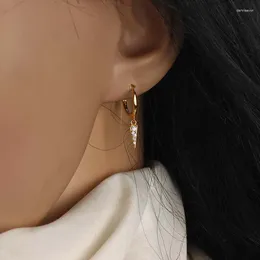 Dangle Earrings PANJBJ Silver Color Zircon Water Drop Earring For Women Girl Shiny Personality Tridimensional Jewelry Birthday Gift