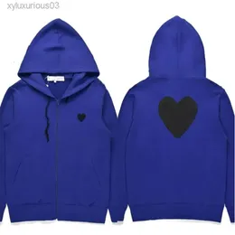 Hoodie sweatshirts män kvinnor blixtlås löst kappa lek tröja commes cardigan des små röda hjärtjacka garcons och fleece casual jumpers z2