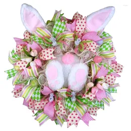 Decorative Flowers Wreaths Easter Decor For Front Door With Ears Spring