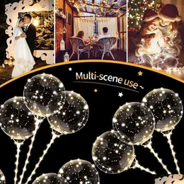 Altre forniture per feste per eventi Altre forniture per feste per eventi 10 set Palloncini Bobo a LED Palloncino luminoso a bolle trasparenti con corda leggera e Dhzxe