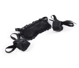 Il più nuovo nero sexy pizzo morbido pad bendato patch giocattoli del sesso maschera per gli occhi polsini polsini polsini mano bondage cosplay flirt giocattoli q05067883378