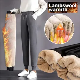 Women's Pants MUYOGRT Winter Thicken Plush For Women Casual Solid Color Warm Sweatpants Woman Elastic Sports Fleece Trousers Female