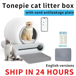 Caixas Caixa de areia para gatos 65L Automática Autolimpeza Grande Gato Iônico Desodorizador Totalmente Fechado Versões em Inglês Bandeja de areia para banheiro de animais de estimação