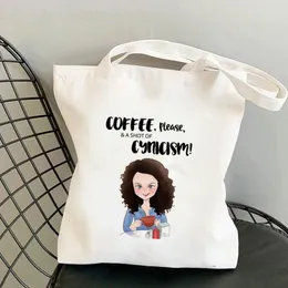 Shopping Bags 2024 Shopper Coffee Girl Gilmore Girls Printed Tote Bag Women Harajuku Handbag Shoulder Lady Canvas