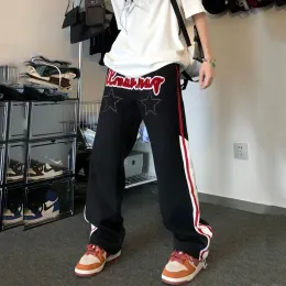 Capris Korean Street Retro Printed Trendy Castary Pants Fashion Y2KパーソナライズされたHiphop Goth Women's Loose and Simple Sports Pants